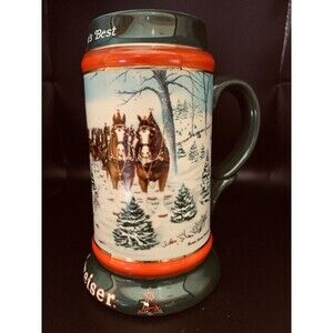 1991 Budweiser Stein Beer Mug Seasons Best Clydesdale Holiday CS133 Collector's